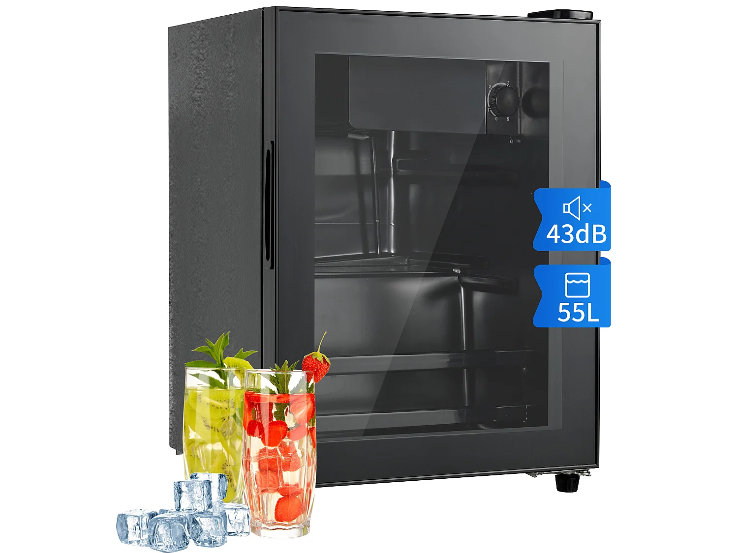 55-l-Kompaktkühlschrank mit 3-l-Gefrierfach und 52-l-Kühlschrank