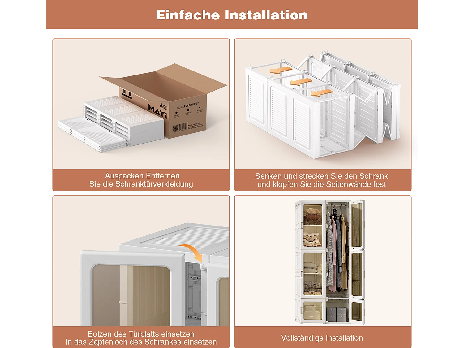 Armoire portable pour chambre, blanc