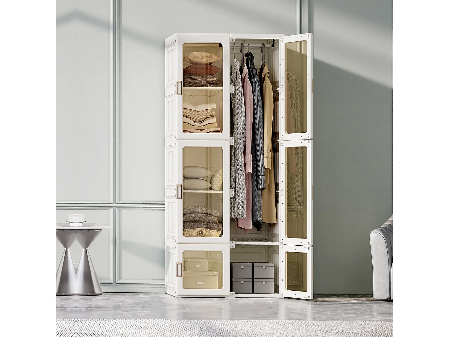 Armoire portable pour chambre, blanc