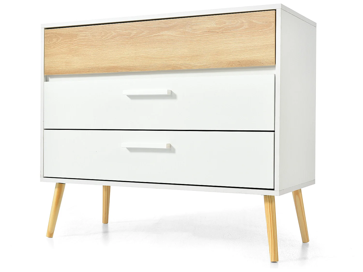 Wit dressoir met 3 laden, ladekast aan de zijkant