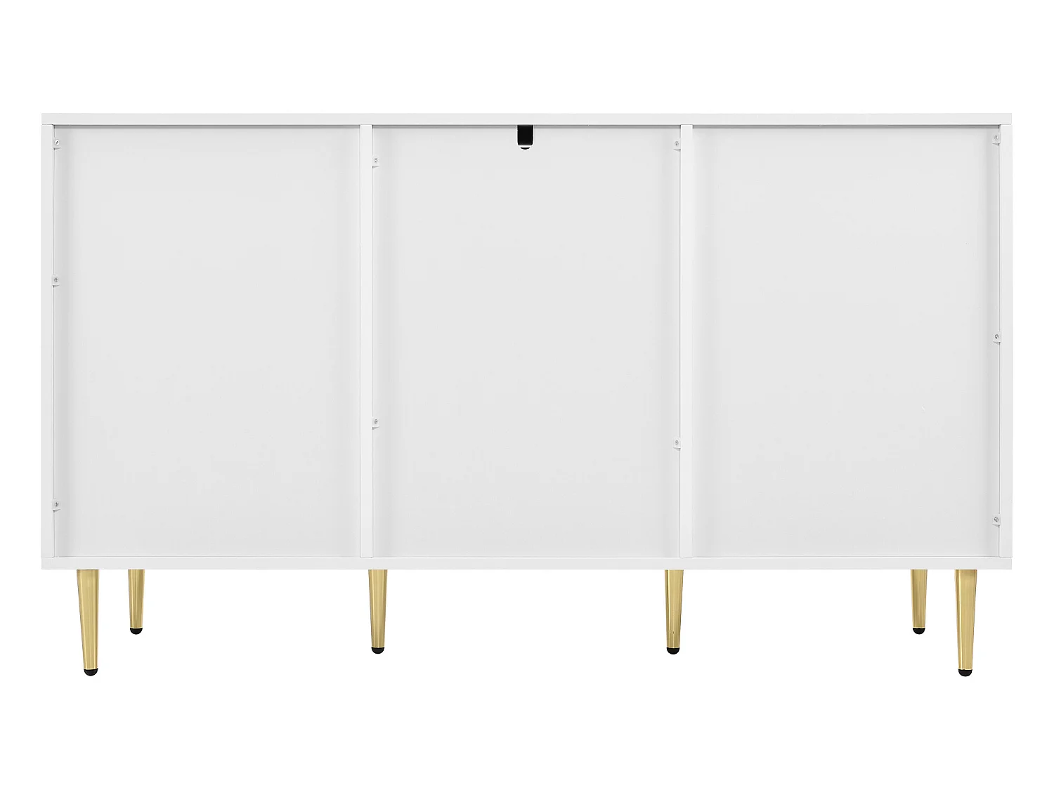 Modern dressoir met gouden poten en handgrepen, afgeronde hoeken, 127l*45d*75h, wit