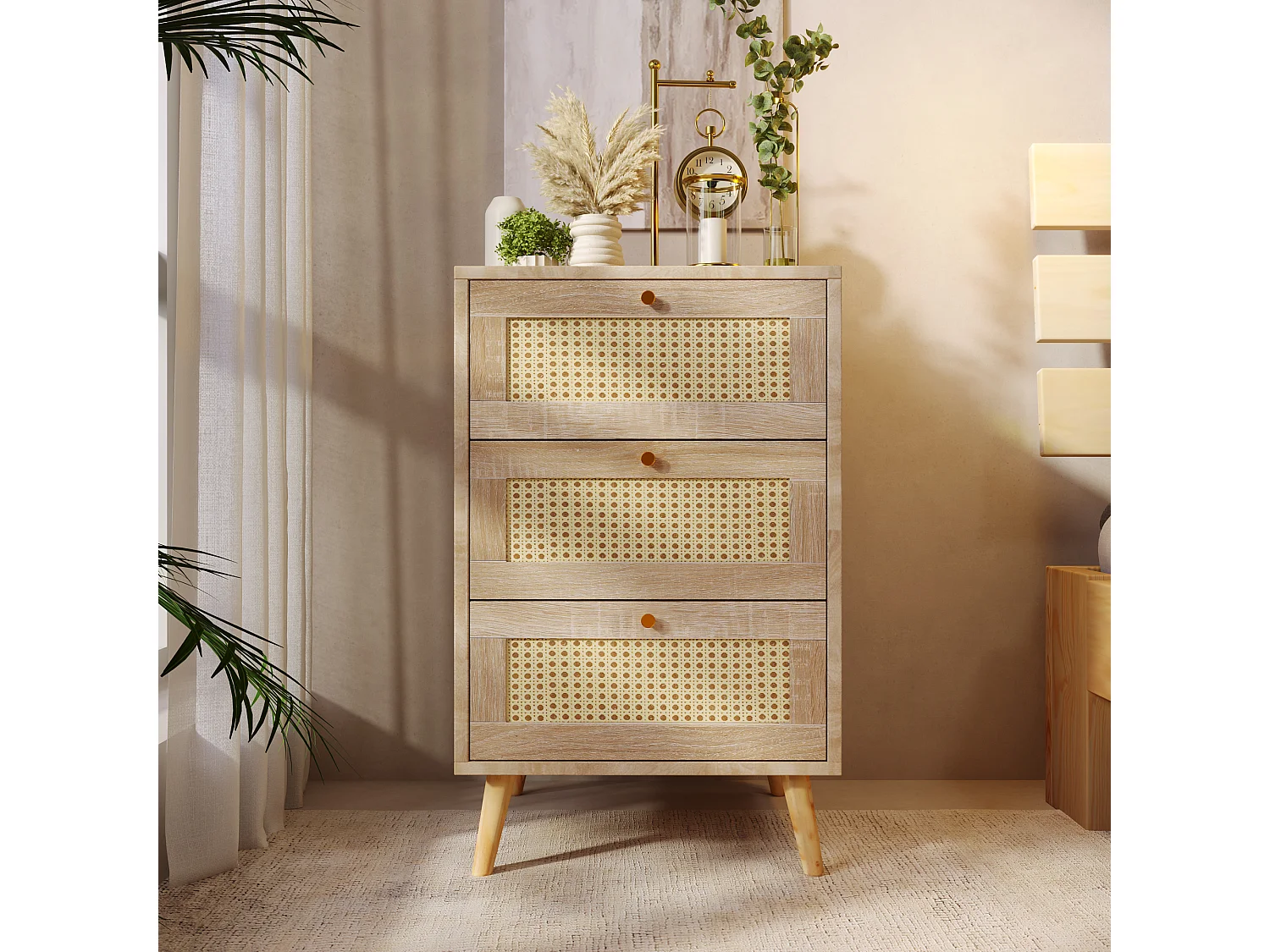 Dressoir - ladekast met 3 laden, in eikenhout - h79,5/l48,6/d48,5 cm