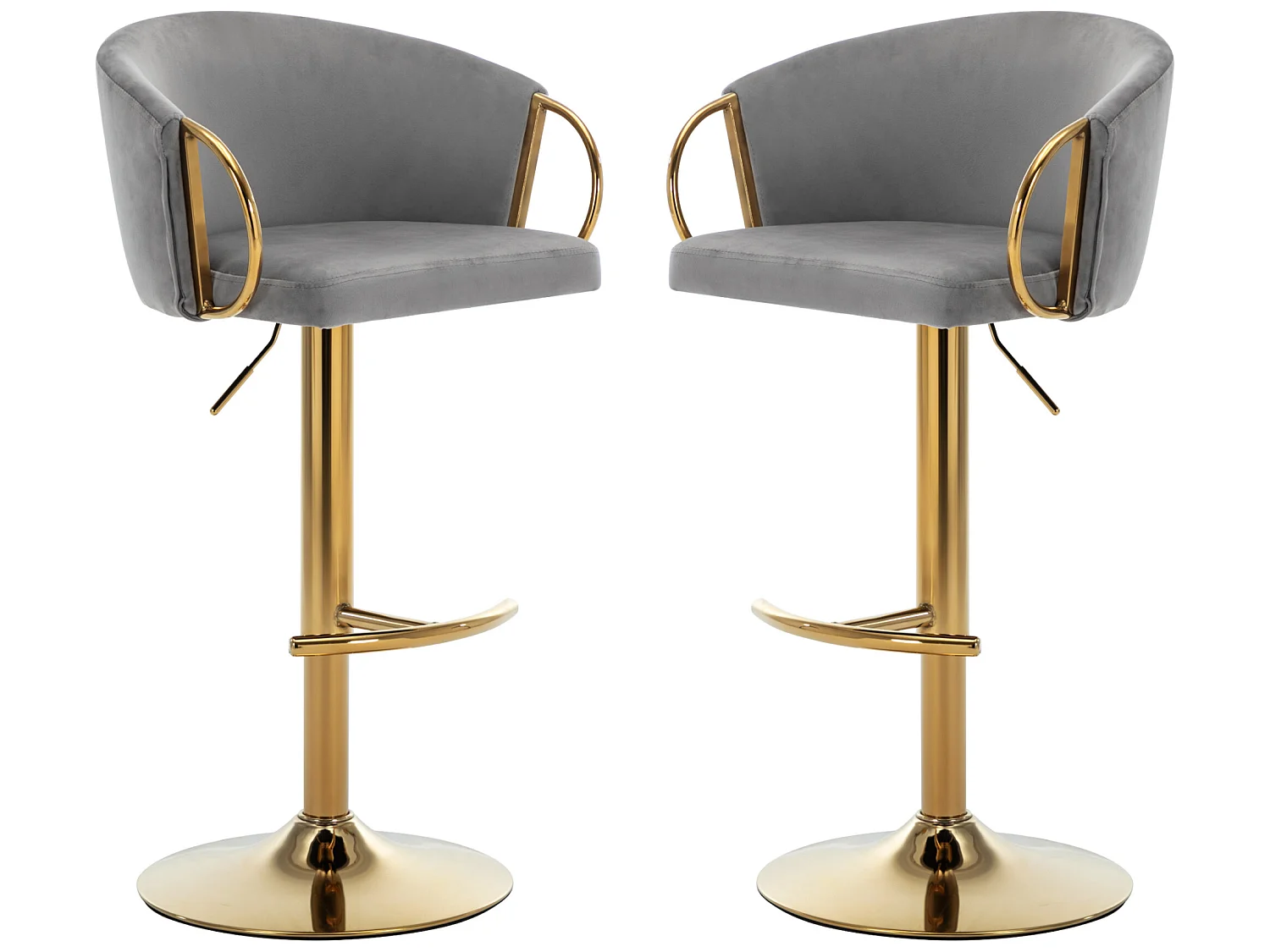 Fluwelen eetkamerstoel, set van 2 stoelen, grijs