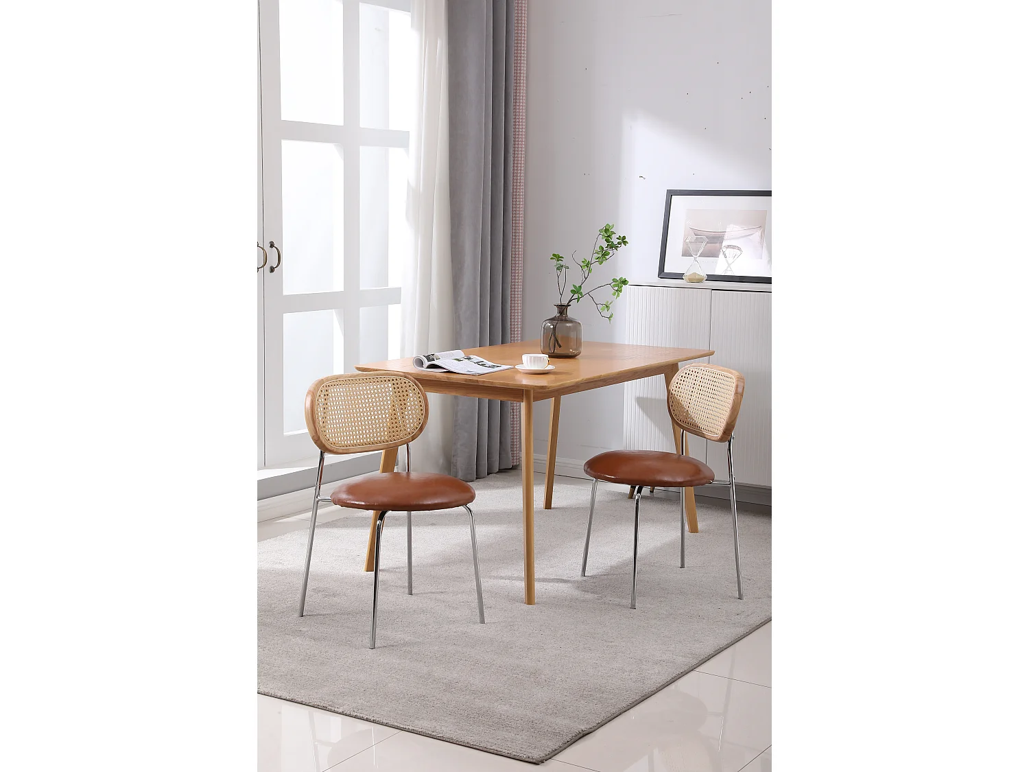 Rotan eetkamerstoel - set van 2 keukentafelstoelen