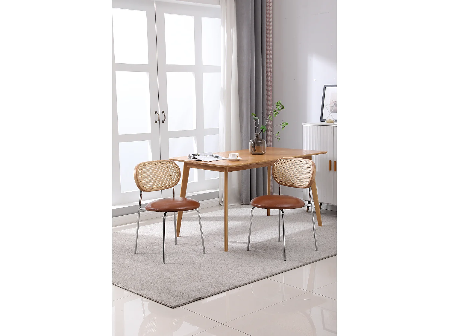 Rotan eetkamerstoel - set van 2 keukentafelstoelen