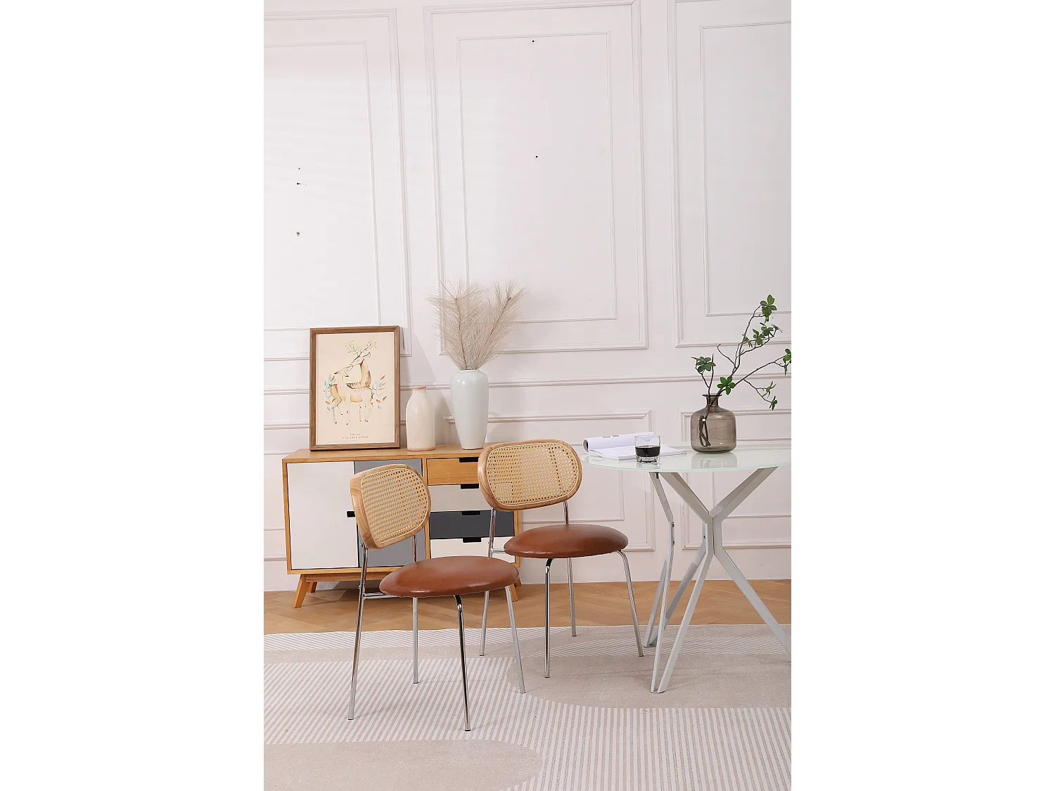 Rotan eetkamerstoel - set van 2 keukentafelstoelen