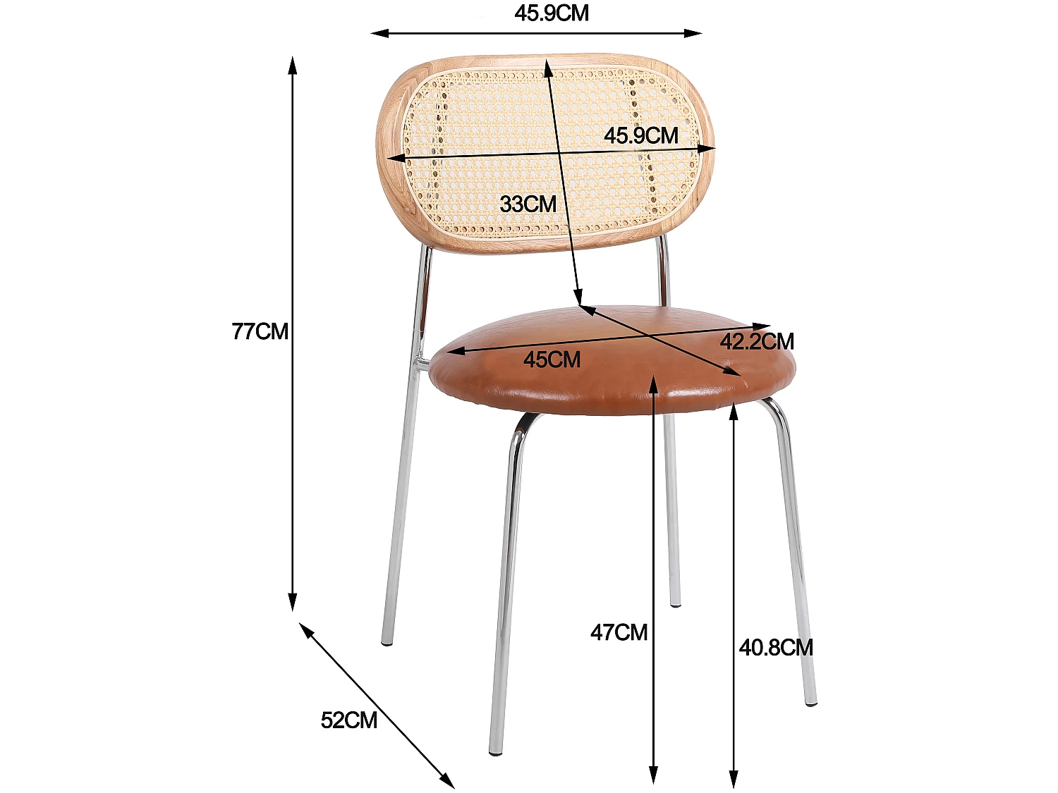 Rotan eetkamerstoel - set van 2 keukentafelstoelen