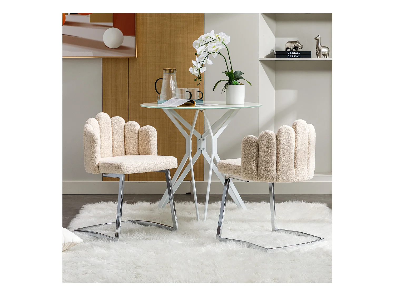 Set van 4 beige eet- en woonkamerstoelen