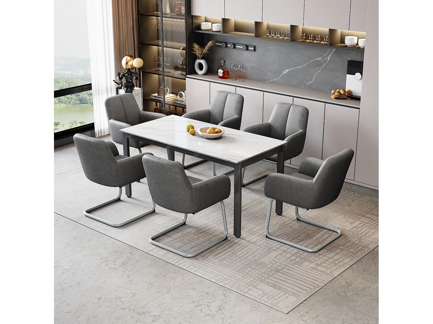 Ensemble de 6 chaises modernes grise