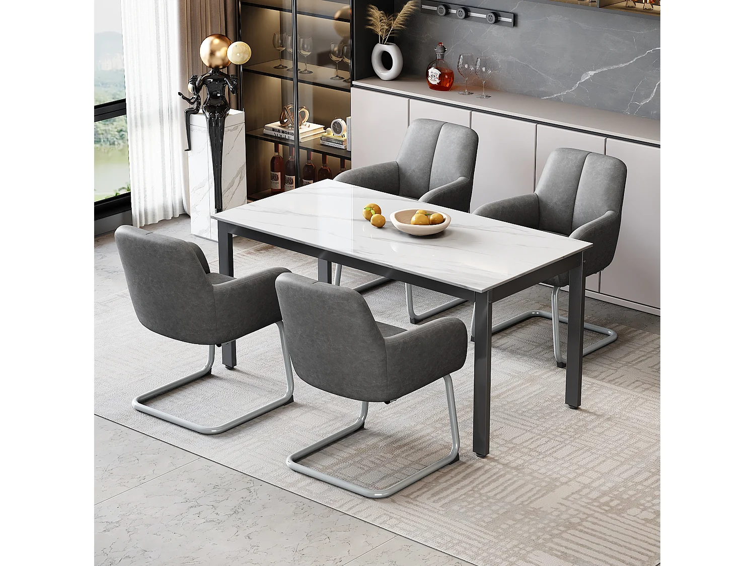 Ensemble de 6 chaises modernes grise