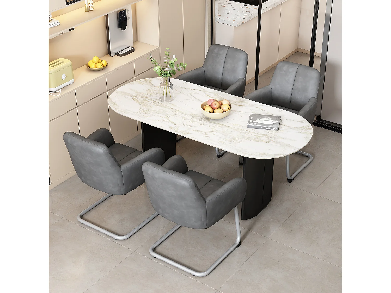 Ensemble de 6 chaises modernes grise