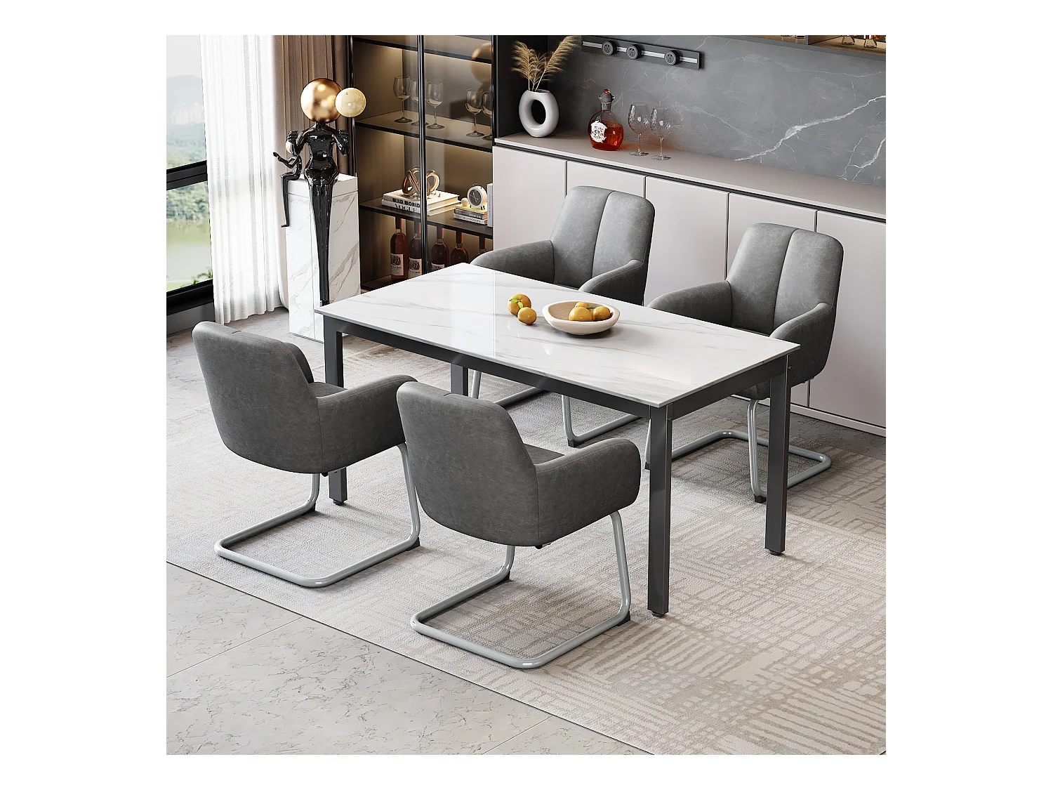Ensemble de 6 chaises modernes grise