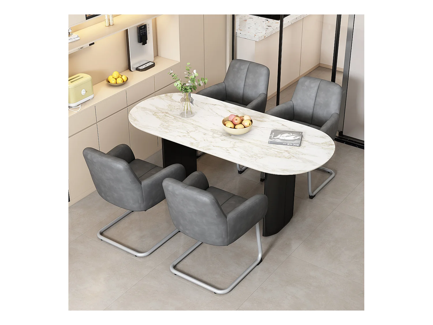 Ensemble de 6 chaises modernes grise