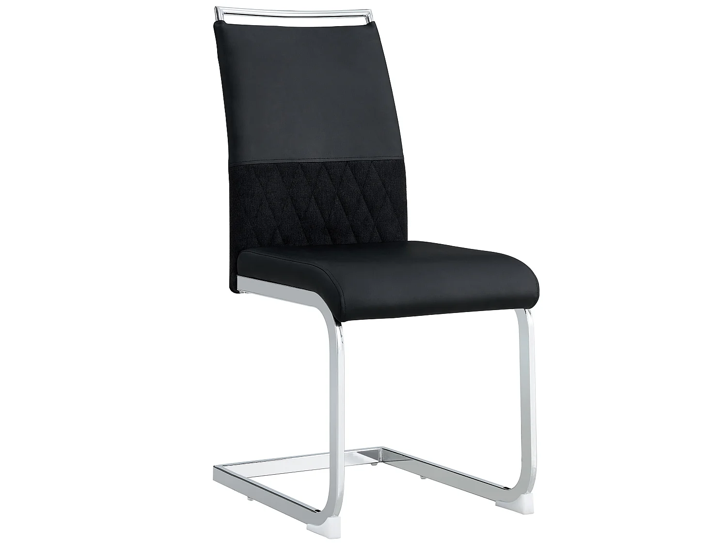 Sillas de comedor modernas, juego de 6, cuero sintético y respaldo de lino, negro