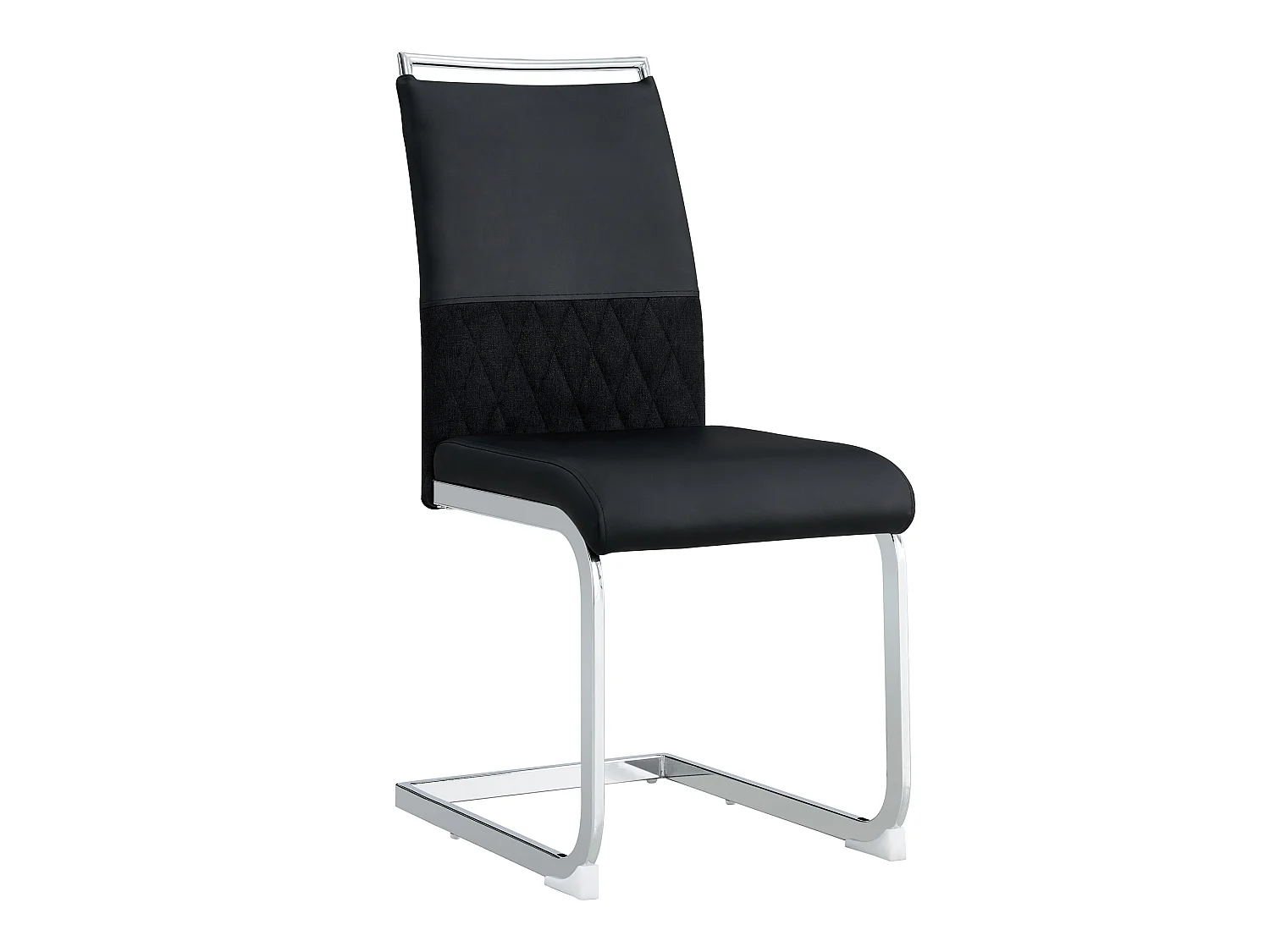 Chaises de salle à manger modernes, ensemble de 6, dossier en cuir pu et lin, noire