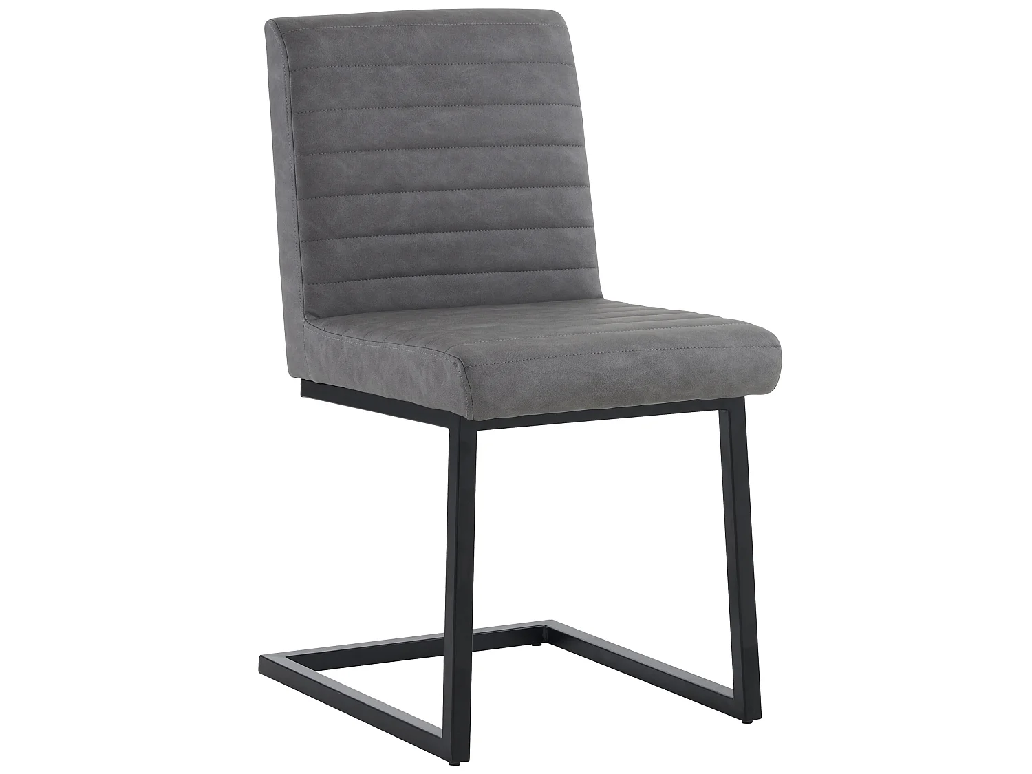 eetkamerstoelen in grijs kunstleer met metalen poten