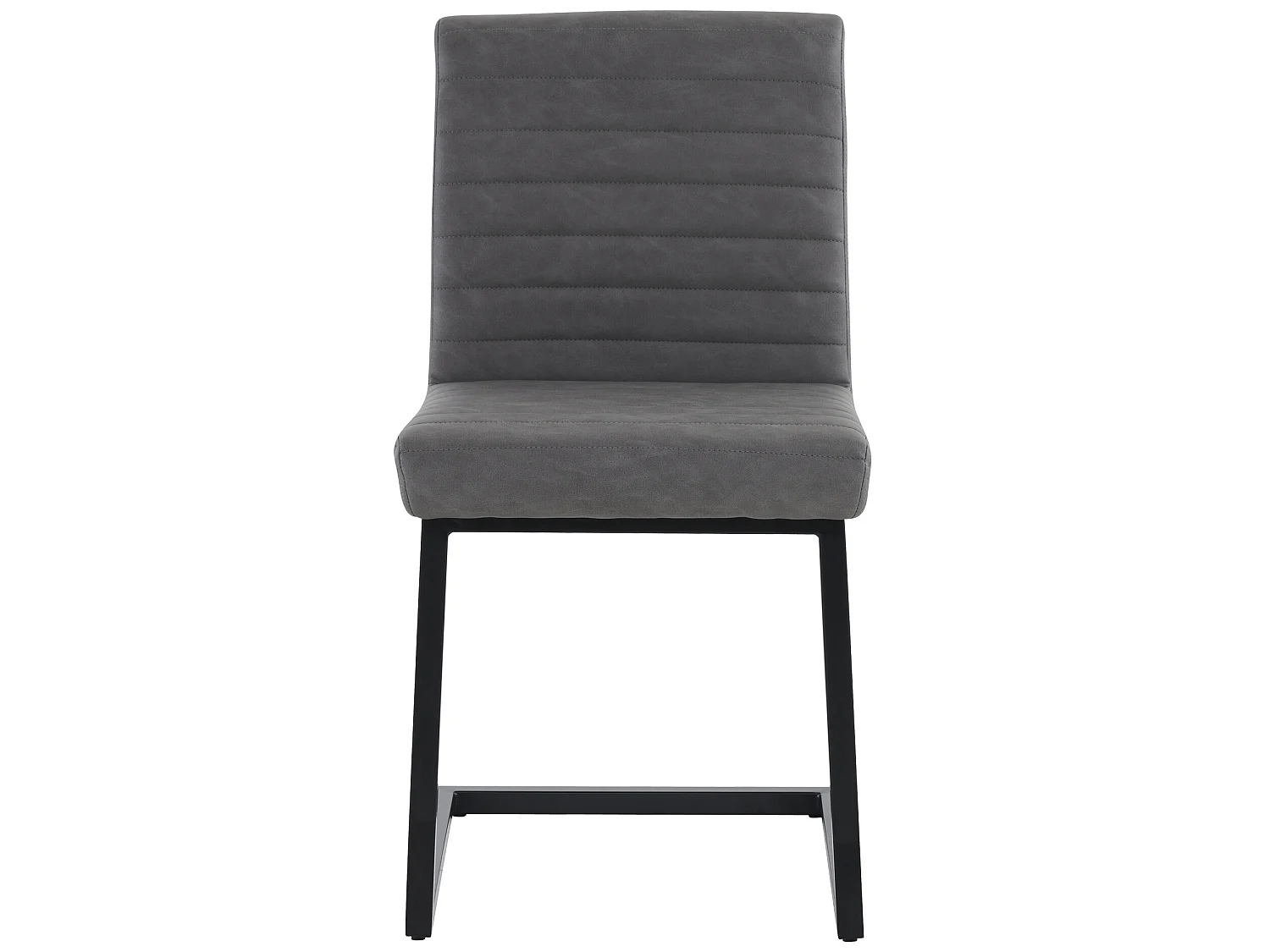 eetkamerstoelen in grijs kunstleer met metalen poten