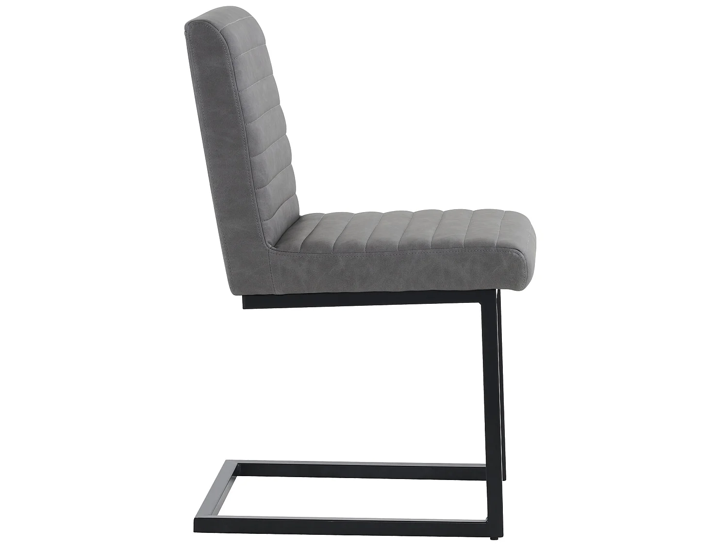 eetkamerstoelen in grijs kunstleer met metalen poten