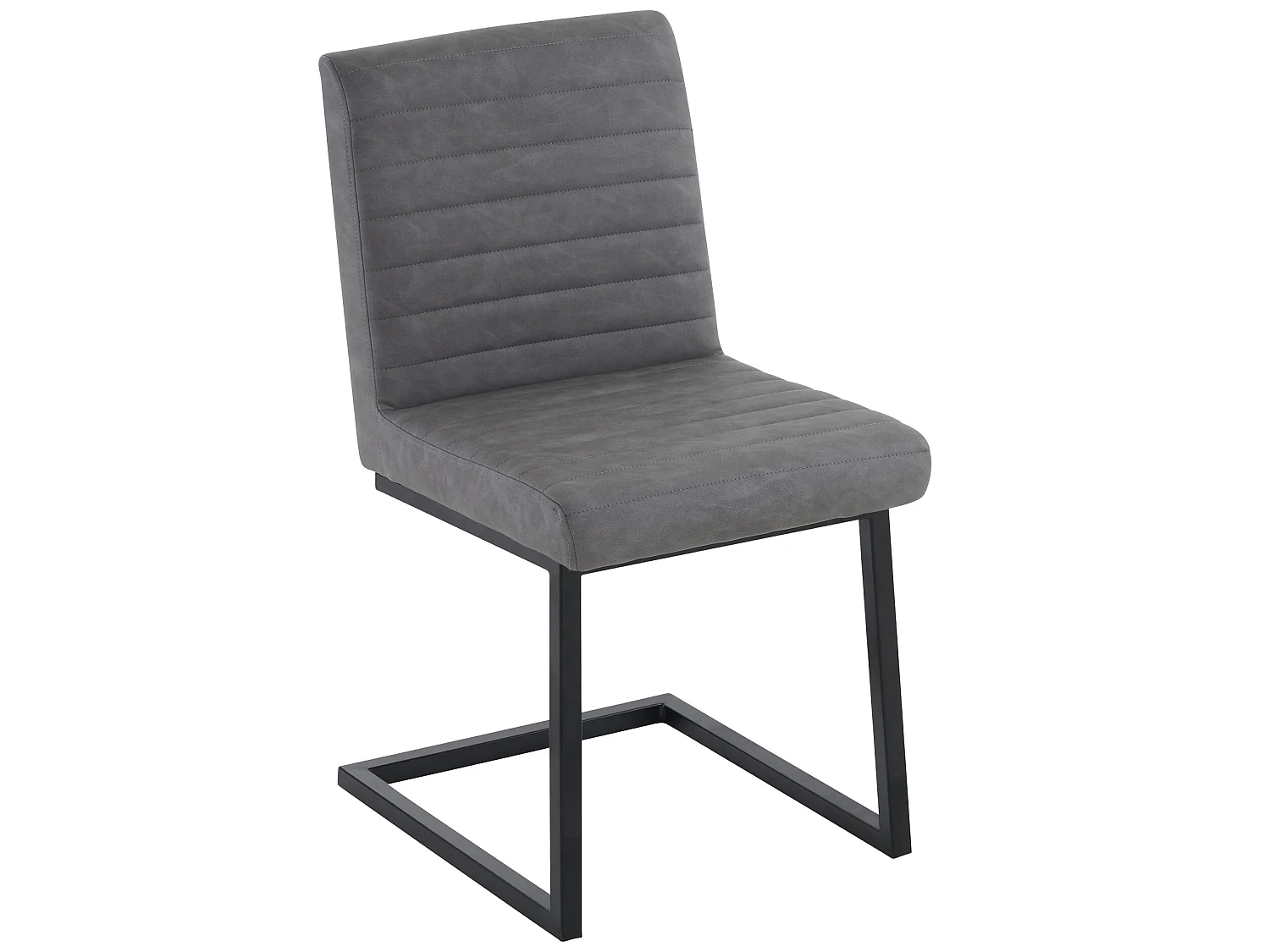 eetkamerstoelen in grijs kunstleer met metalen poten