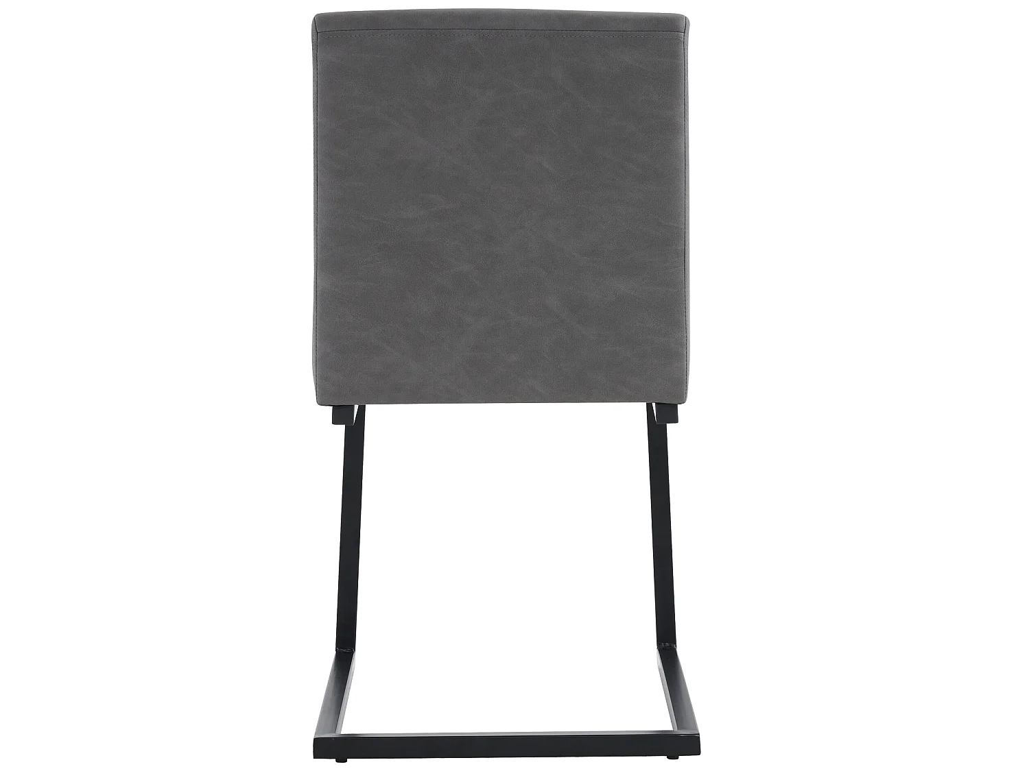 eetkamerstoelen in grijs kunstleer met metalen poten