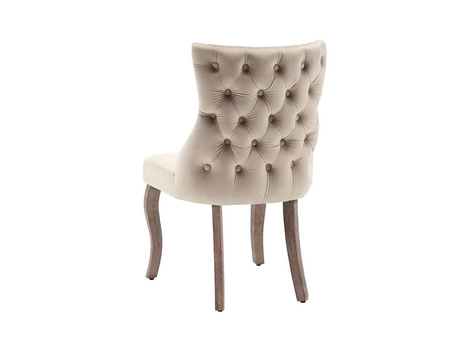 Beige Samtstuhl Retro-Design mit Ziernägeln Massivholzbeine 50x45x91 cm 6er Set