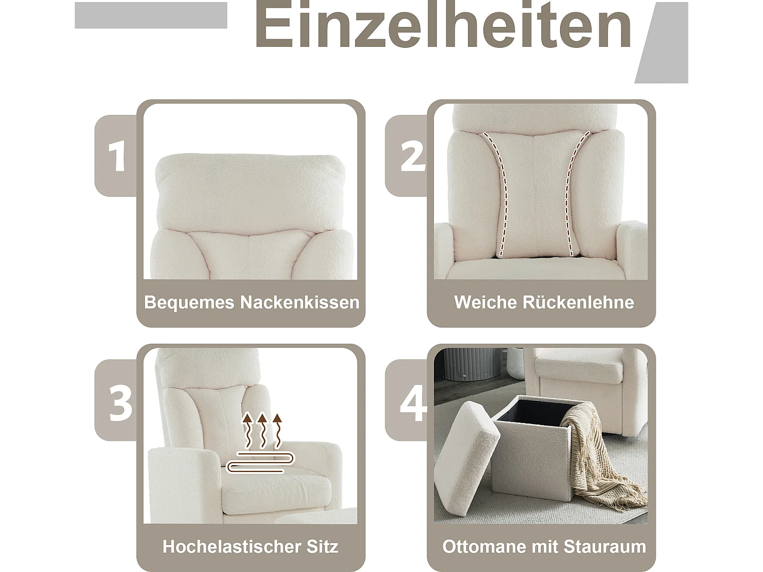 Chaise confortable avec repose-pieds et cadre rotatif en métal