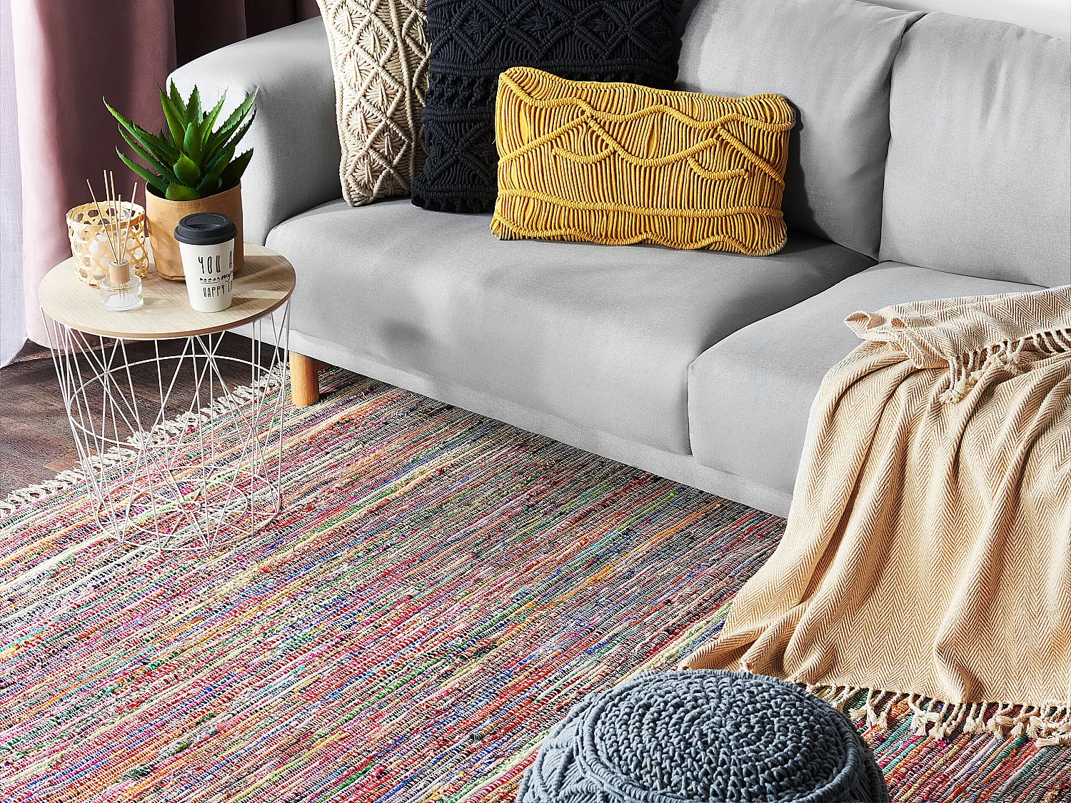 Vloerkleed polyester wit/multicolor 140 x 200 cm DANCA