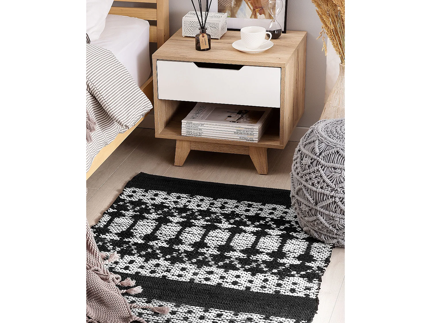 Alfombra SOKUN 80 x 150 cm Piel Negro