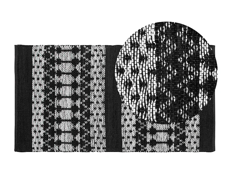 Tappeto in pelle nero/beige 80 x 150 cm SOKUN