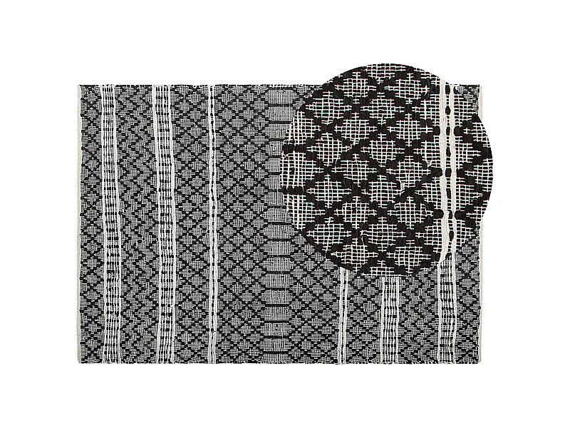 Rechteckiger Kurzflor Teppich Leder schwarz/beige 140x200cm Moderner Stil Fehimli