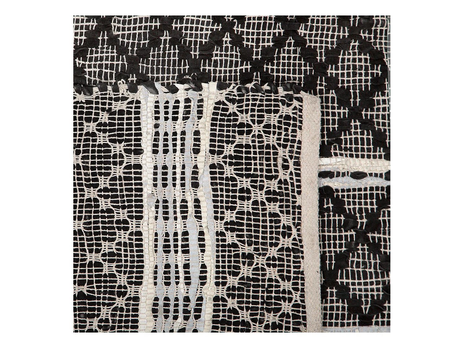 Rechteckiger Kurzflor Teppich Leder schwarz/beige 140x200cm Moderner Stil Fehimli