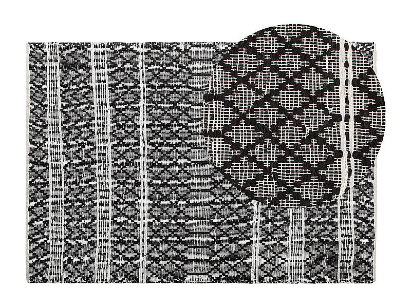 Vloerkleed FEHIMLI 140 x 200 cm Leer Zwart