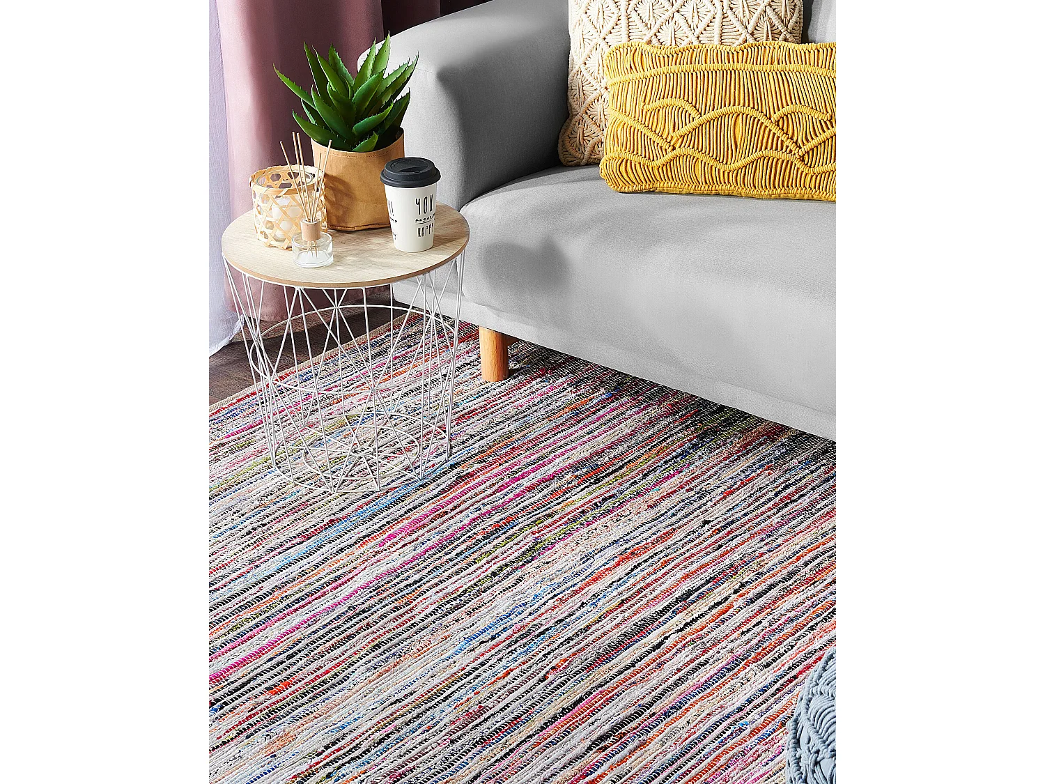 Vloerkleed katoen multicolor 140 x 200 cm MERSIN