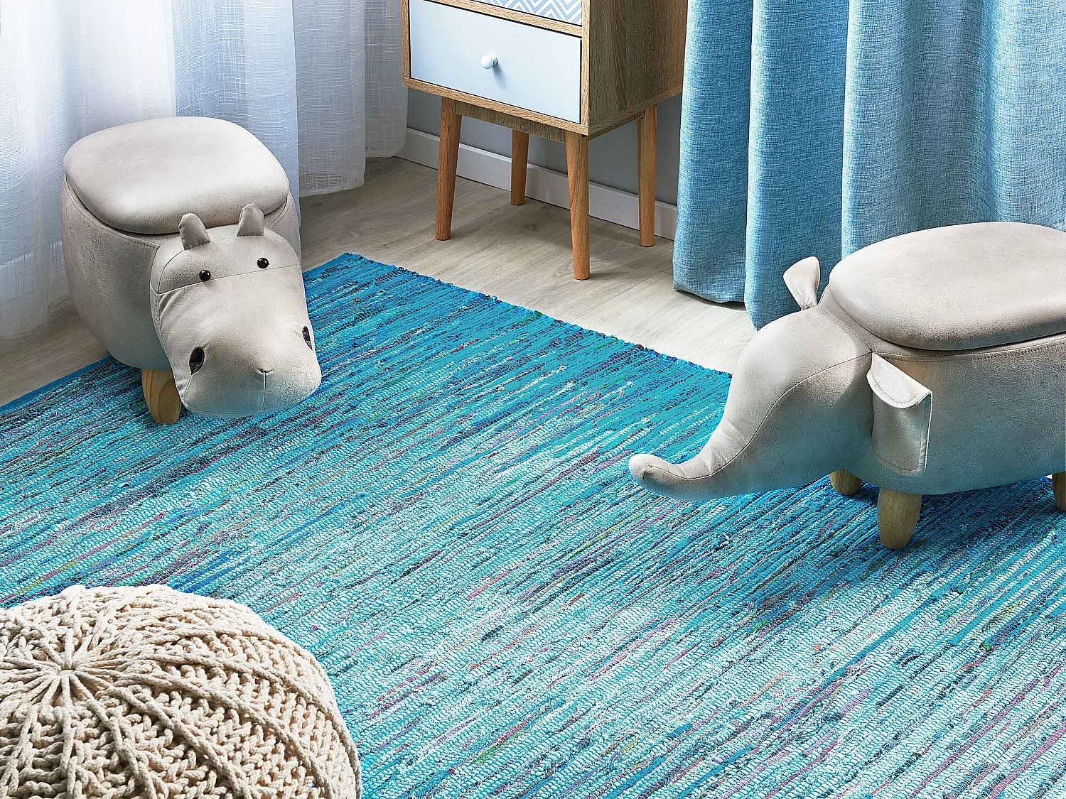 Vloerkleed katoen blauw 160 x 230 cm MERSIN