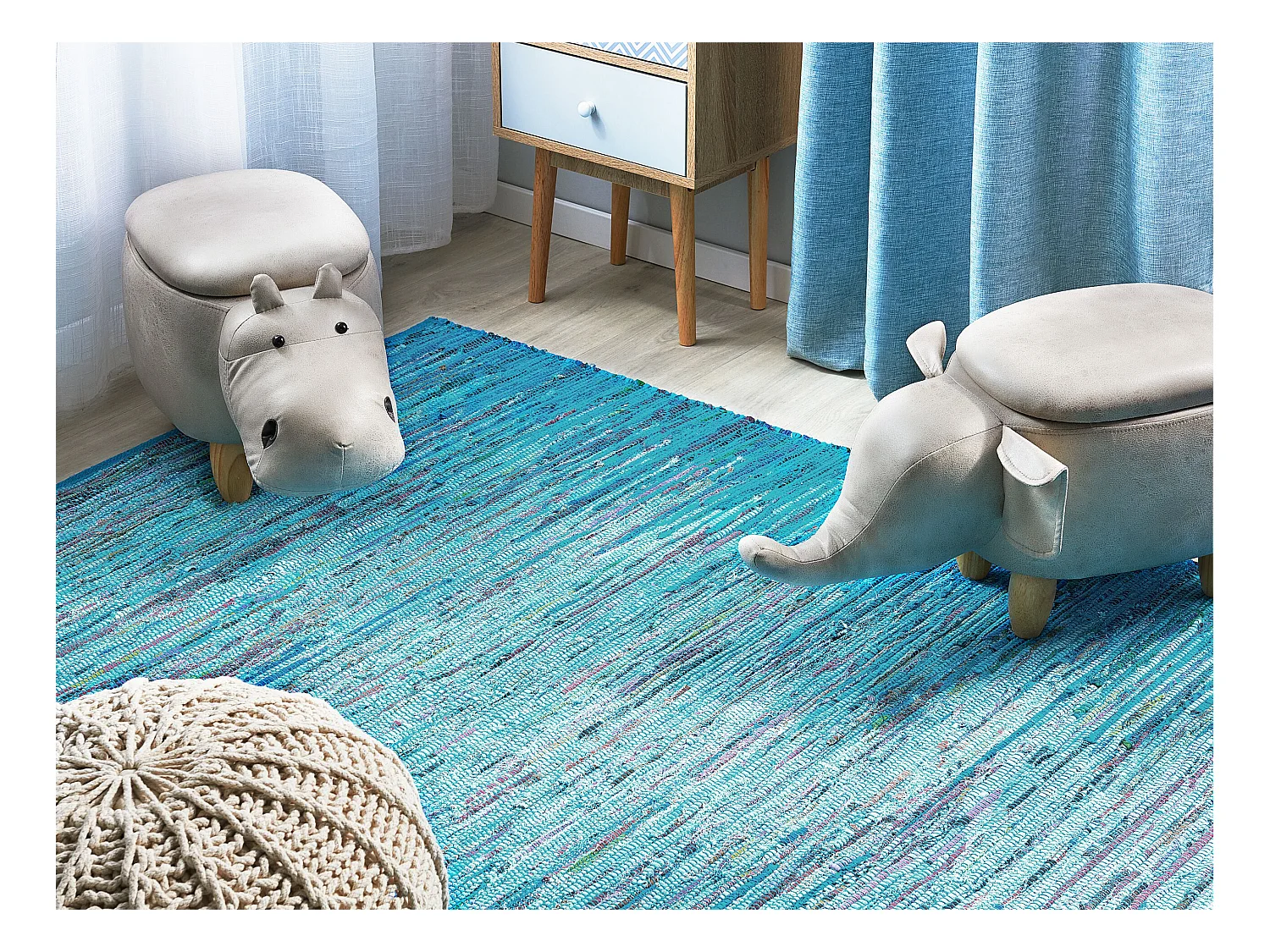 Vloerkleed katoen blauw 160 x 230 cm MERSIN