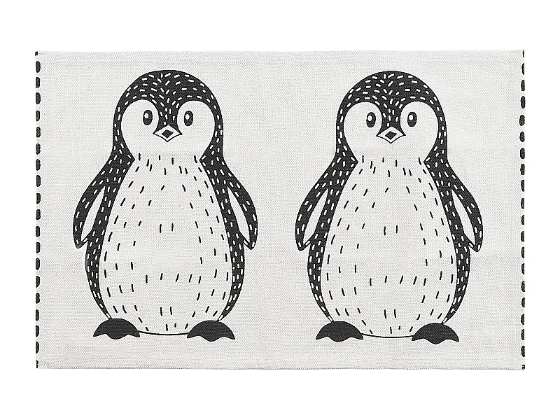Tapete com motivo de pinguins preto e branco 60 x 90 cm HAJDARABAD