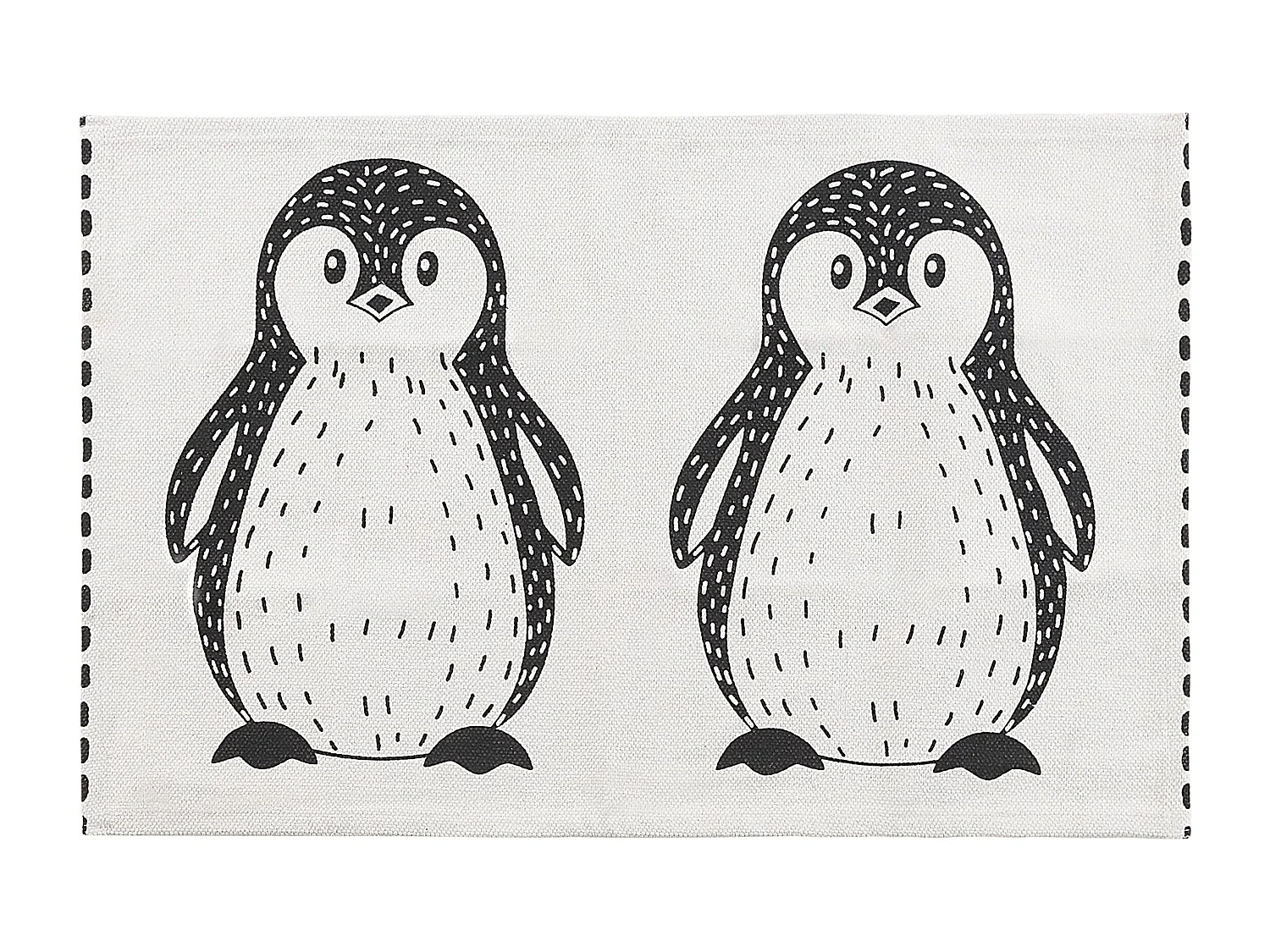 Kinderteppich Baumwolle weiss / schwarz 60 x 90 cm Pinguin-Muster HAJDARABAD