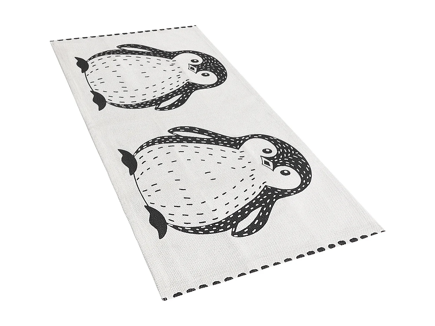 Alfombra de algodón negro y blanco motivo pingüinos 60 x 90 cm HAJDARABAD