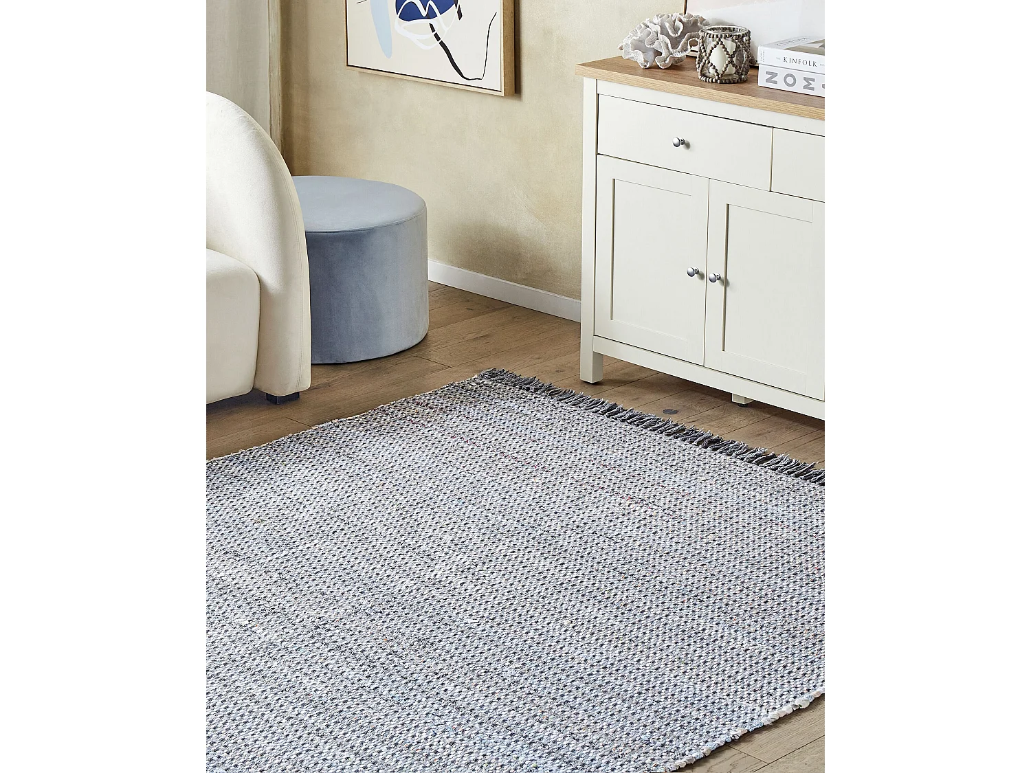 Trendy Teppich grau Streifen Baumwolle 160x230 cm Besni