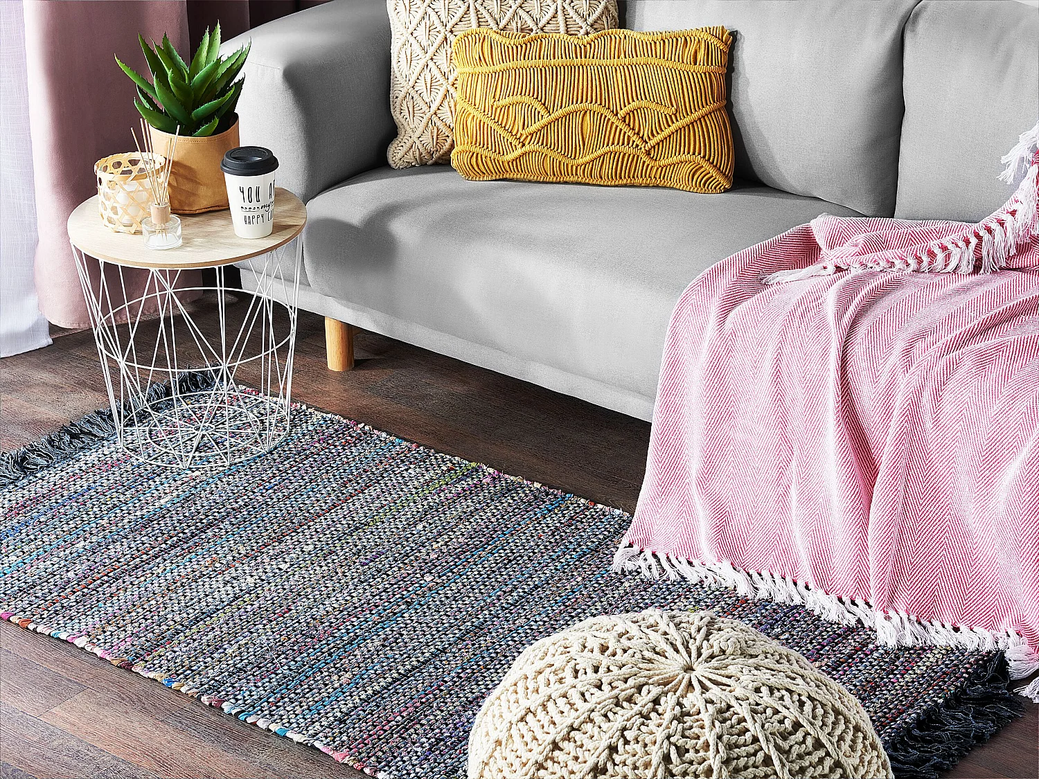 Tapis en coton gris 80 x 150 cm BESNI