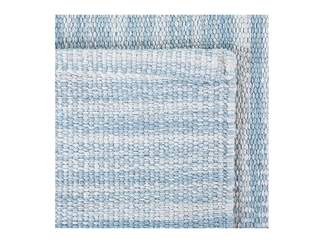 Teppich Baumwolle blau rechteckig 80x150 cm handgewebt Kurzhaar Skandi Derince