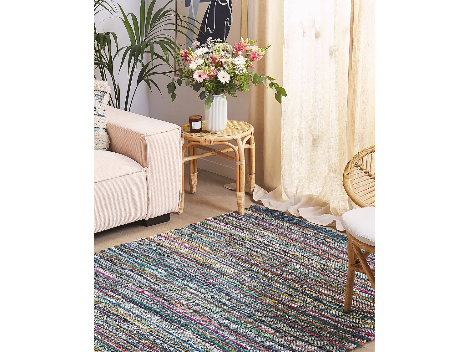 Trendy Teppich marineblau Streifen Baumwolle 160x230 cm Besni