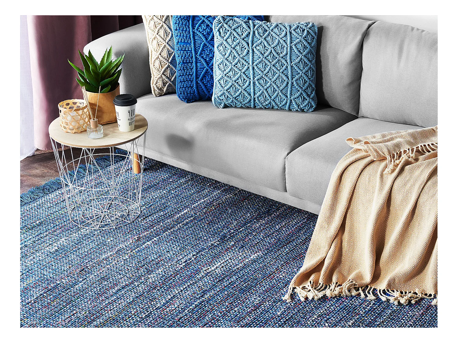 Tapis BESNI Bleu 160 x 230 cm Coton