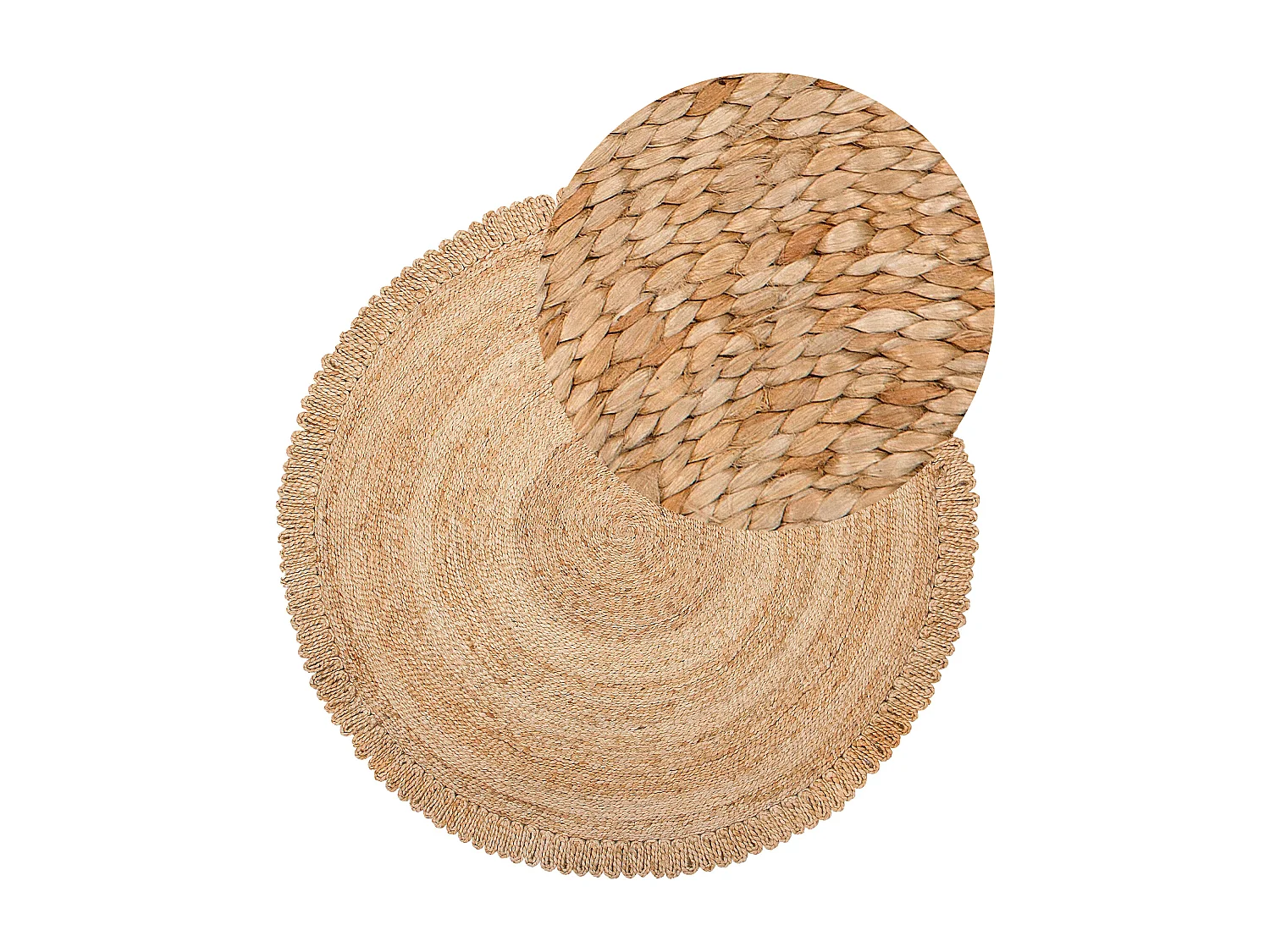 Runder Kurzflor Teppich aus Jute beige ⌀ 140 cm Boho Stil Erence