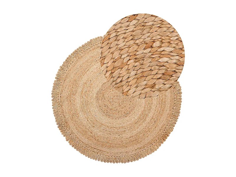 Runder Kurzflor Teppich aus Jute beige ⌀ 140 cm Boho Stil Erence