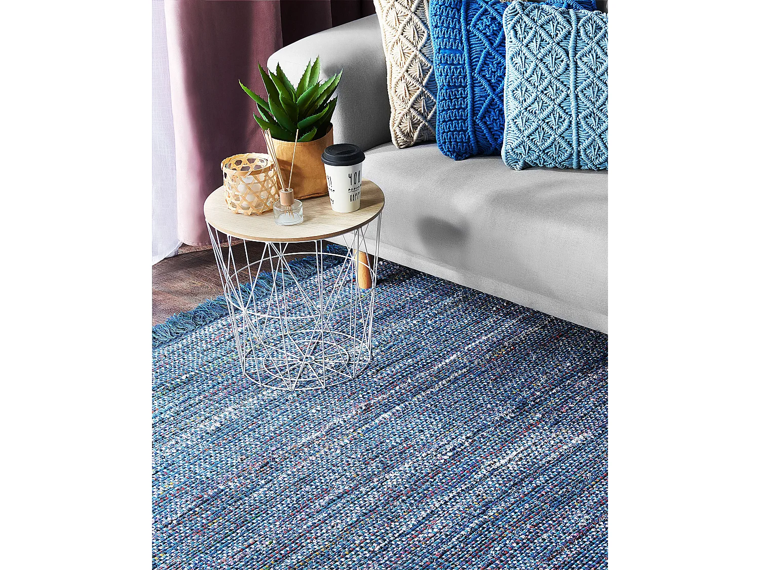 Tapis BESNI Bleu 140 x 200 cm Coton