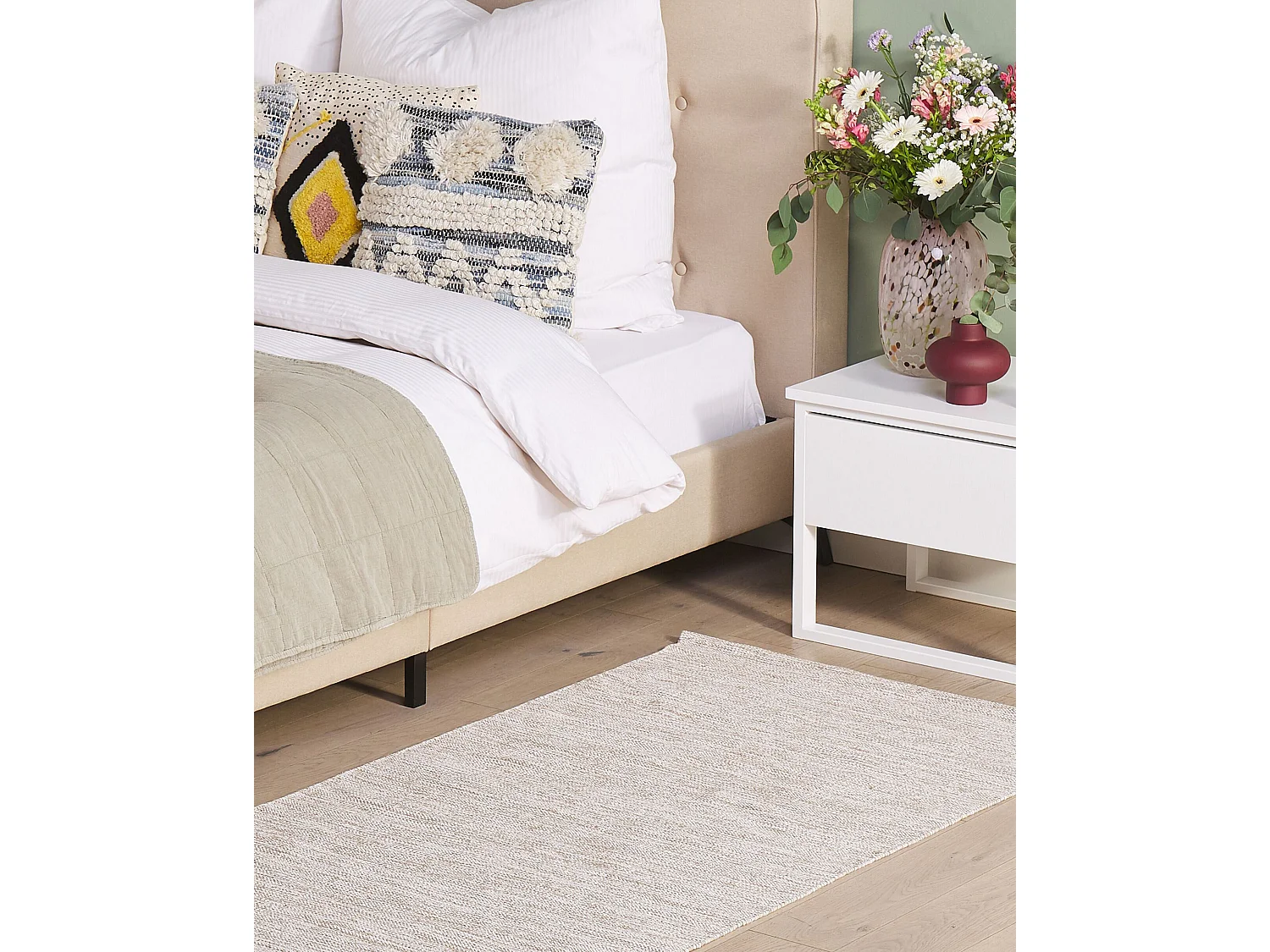 Tappeto cotone beige 80 x 150 cm DERINCE