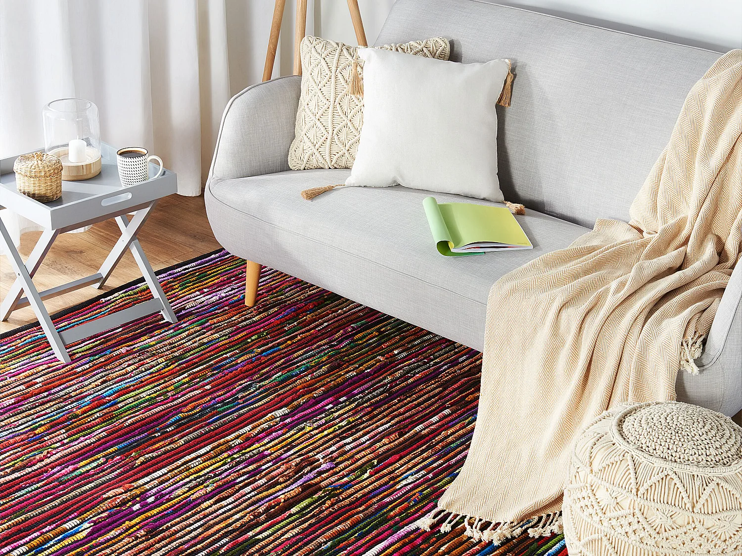 Tapis en coton multicolore foncé 140 x 200 cm BARTIN