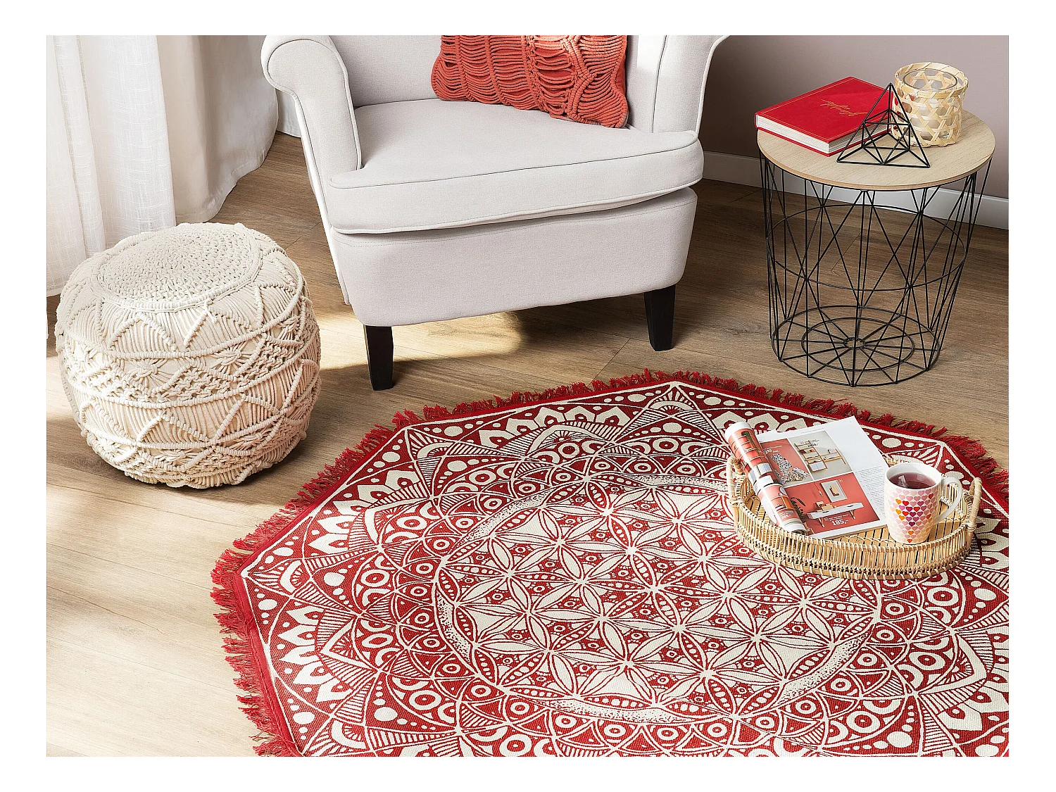Tapis MEZITILI Rouge ø 120 cm Coton