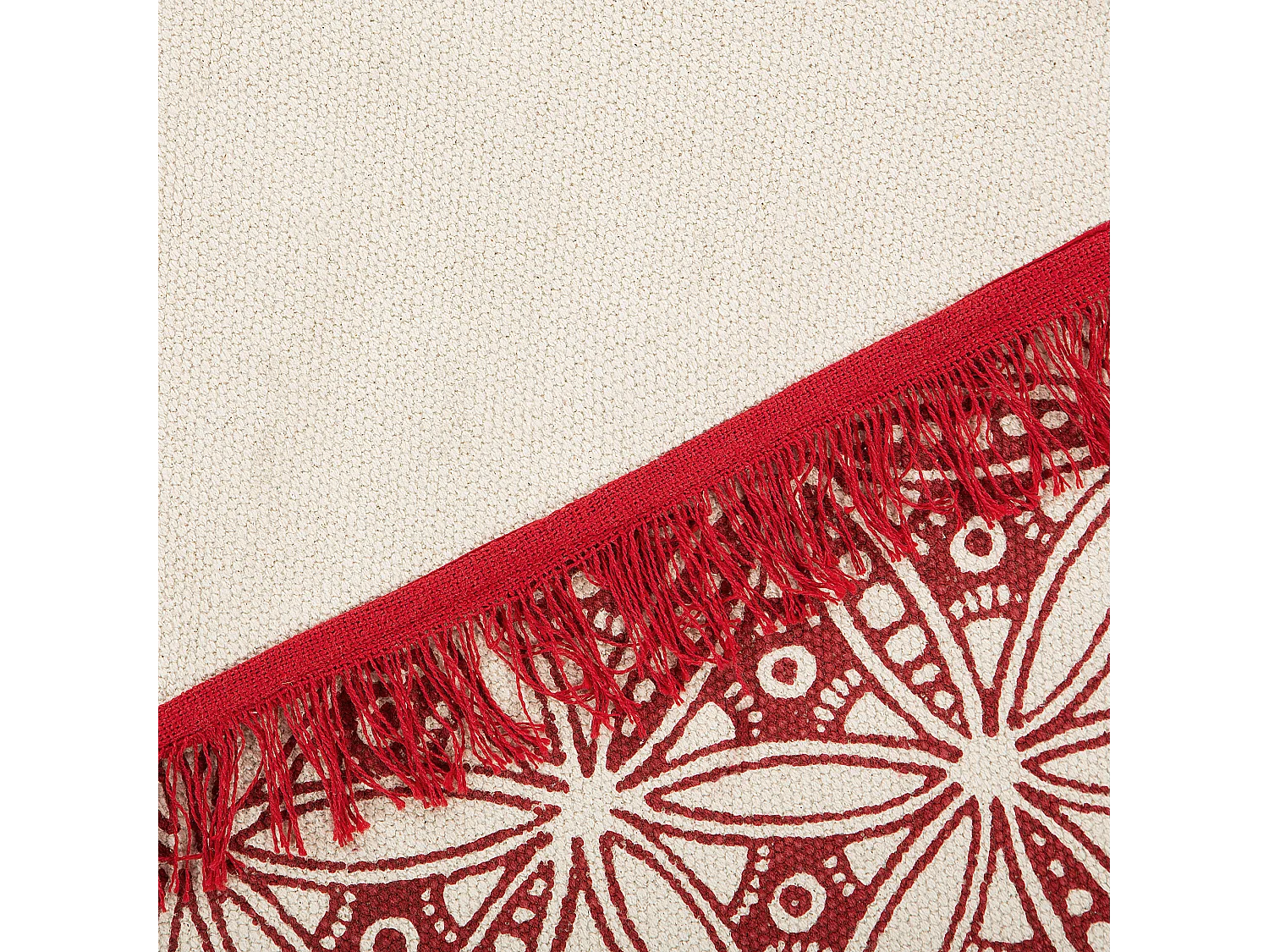 Dywan okrągły bawełniany orientalny nadruk ø 120 cm czerwono-kremowy MEZITILI